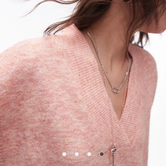 NWT Topshop Blush Knit V-Neck Vest in Pink - Picture 3 of 11
